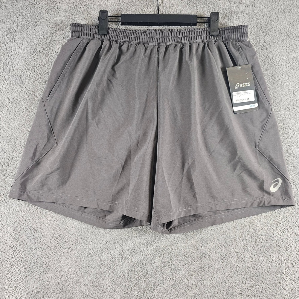 ASICS Mens 2-in-1 Running Shorts 6 Inch Dark Grey XL Training Gym Activewear NEW